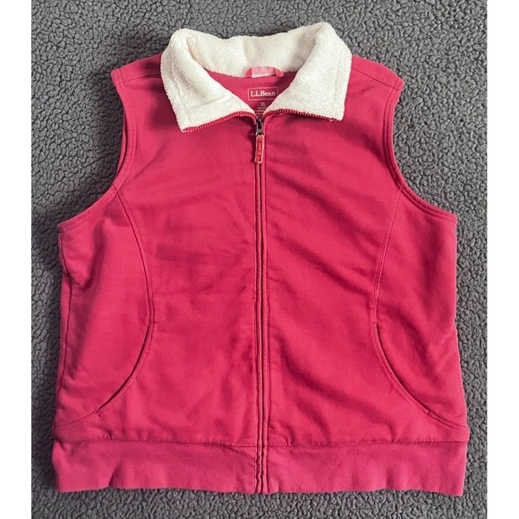L.L. Bean Jackets & Blazers - LL‎ Bean Womens XL Coral Pink Sherpa Lined Fleece Full Zip Vest